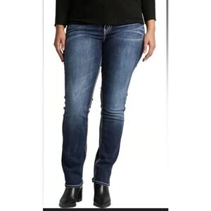 NWT Silver Jeans Co. Suki Mid Rise, Curvy Fit, Straight Leg Jeans, Sz 22W